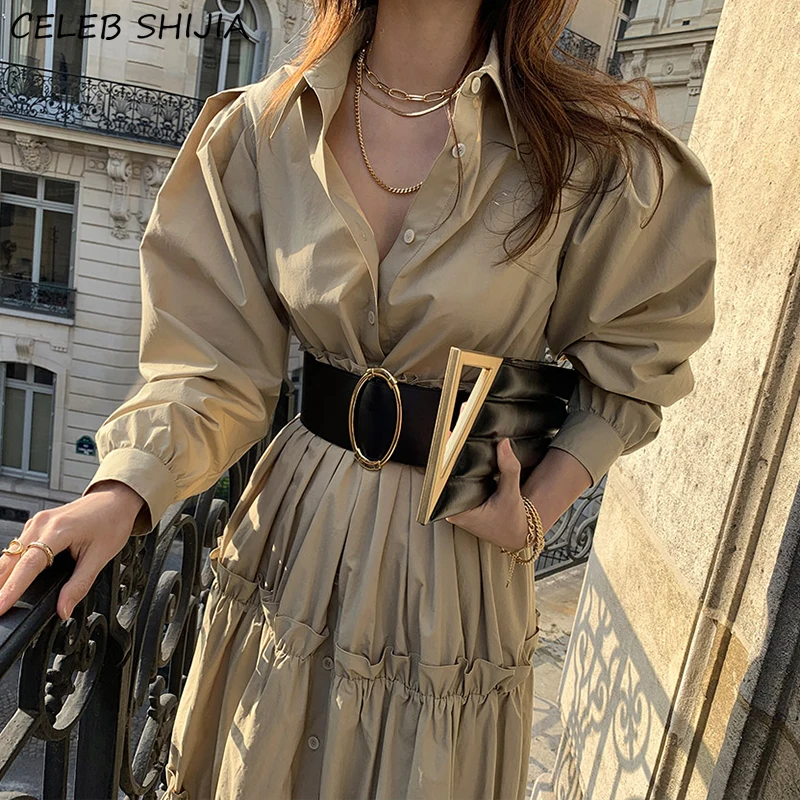 Khaki Elegant Dress Woman Single-breasted Long Sleeve Vestidos Woman Clothing Office Lady Business Vintage Dresses Female Spring
Khaki Elegant Dress Woman Single-breasted Long Sleeve Vestidos Woman Clothing Office Lady Business Vintage Dresses Female Spring