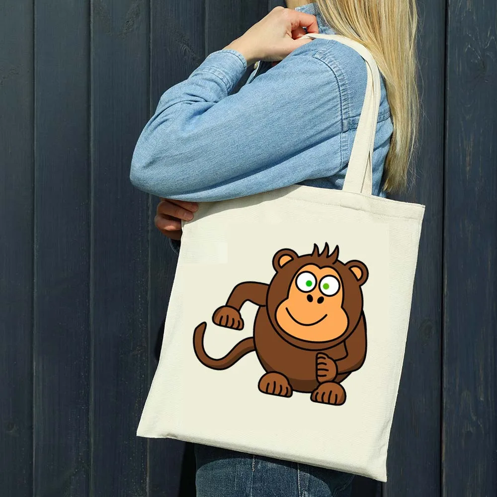 Cartoon Monkey Fashion Women Canvas Shopping Bag Shoulder Bags Printing Leaf Handbag Portable Reusable Grocery Tote Shopper Bag
Cartoon Monkey Fashion Women Canvas Shopping Bag Shoulder Bags Printing Leaf Handbag Portable Reusable Grocery Tote Shopper Bag