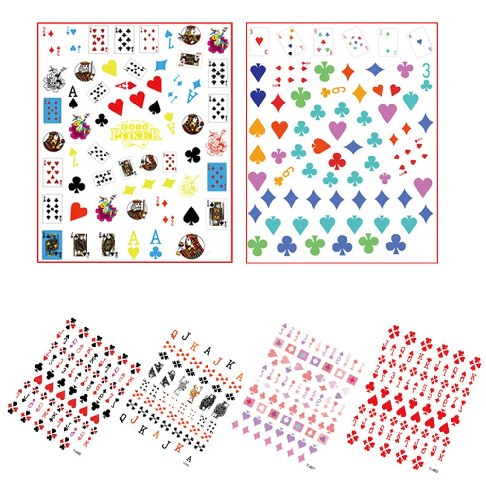 10 Sheet Poker Fashion Nail Art Sticker Decals Playing Cards Design Tips Manicure Sliders for Nail Art Decoration
10 Sheet Poker Fashion Nail Art Sticker Decals Playing Cards Design Tips Manicure Sliders for Nail Art Decoration