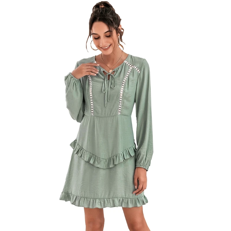 Women Puff Long Sleeves Sexy V Neck Tunic Dress Female Solid Color Midi Dress M5TE
Women Puff Long Sleeves Sexy V Neck Tunic Dress Female Solid Color Midi Dress M5TE