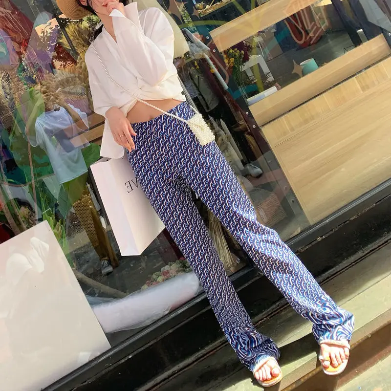 High waist micro bell pants hanging pants women's printed wide leg pants summer loose slim casual mop pants thin
High waist micro bell pants hanging pants women's printed wide leg pants summer loose slim casual mop pants thin