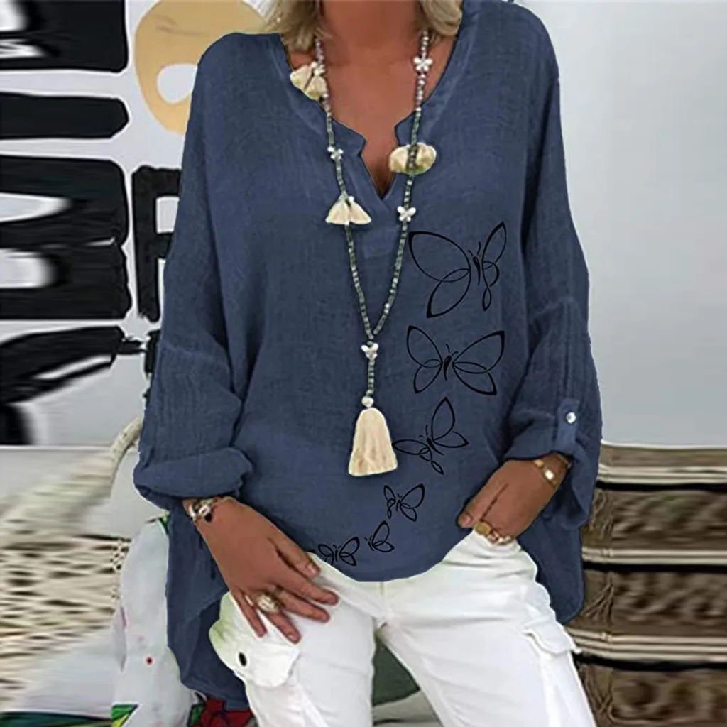 Loose Plus Size Long Casual Print Floral Women Shirt Sleeve V-neck Top Blouse Women's Blouse vetement 2022
Loose Plus Size Long Casual Print Floral Women Shirt Sleeve V-neck Top Blouse Women's Blouse vetement 2022