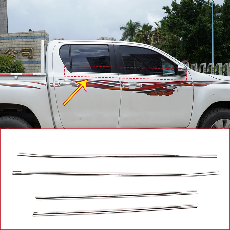 Для Toyota Hilux 2015-2021, нержавеющая сталь, автомобильное окно, нижнее окно, яркая полоса, декоративная наклейка, автомобильные аксессуары
Для Toyota Hilux 2015-2021, нержавеющая сталь, автомобильное окно, нижнее окно, яркая полоса, декоративная наклейка, автомобильные аксессуары