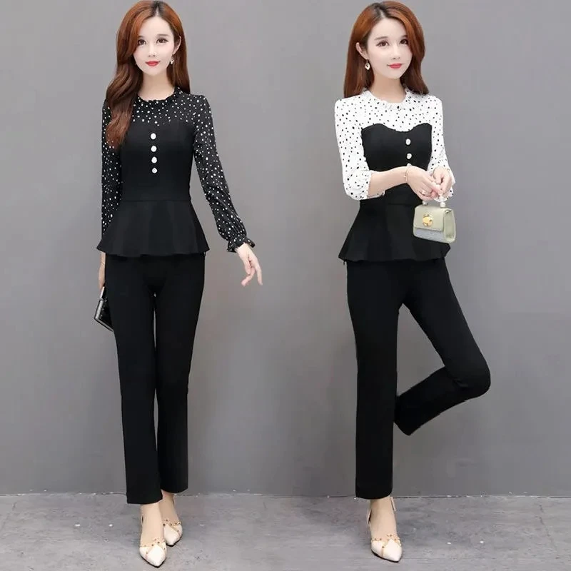 Fashion polka dot full sleeve Pencil Pants Suit Women O-Neck tops Chic loose casual sets ladies 2021 new summer Two Piece Set
Fashion polka dot full sleeve Pencil Pants Suit Women O-Neck tops Chic loose casual sets ladies 2021 new summer Two Piece Set