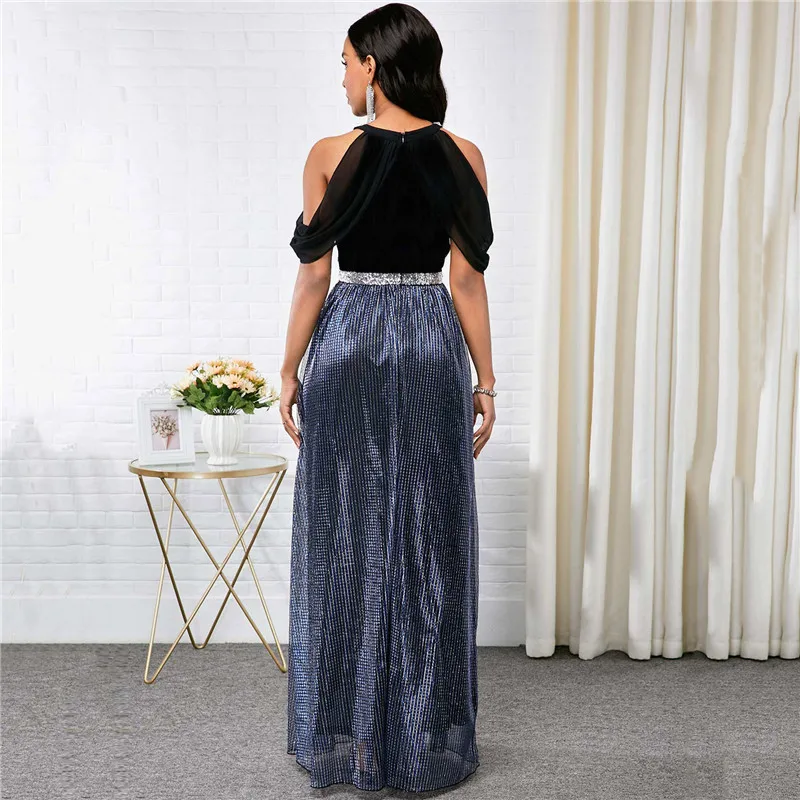 Summer Elegant O-neck Women Party Dress 2020 Casual Off Shoulder Patchwork Sequined Maxi Dress
Summer Elegant O-neck Women Party Dress 2020 Casual Off Shoulder Patchwork Sequined Maxi Dress