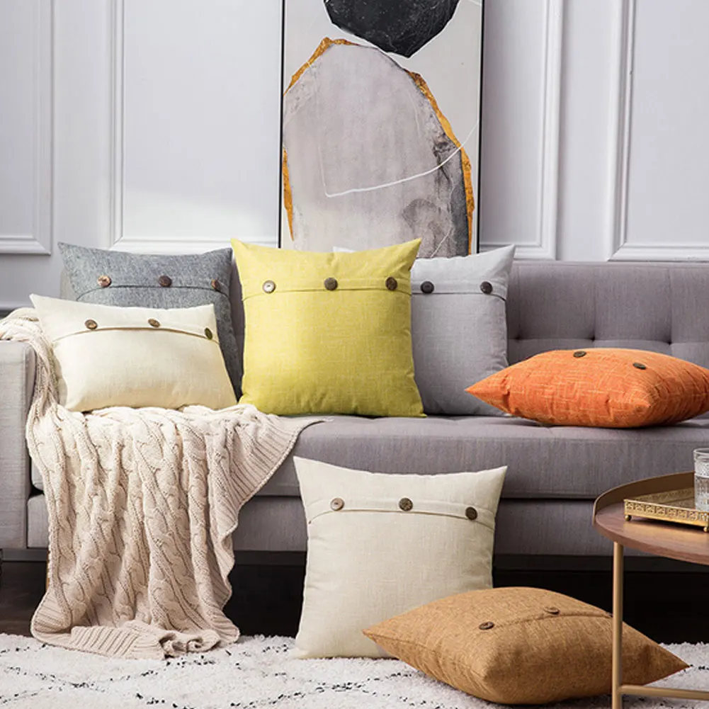Colorful Pillow Covers Square Button Flax Cushion Covers Vintage Simple Decorative Throw Pillow Case For Home Sofa Greyish
Colorful Pillow Covers Square Button Flax Cushion Covers Vintage Simple Decorative Throw Pillow Case For Home Sofa Greyish