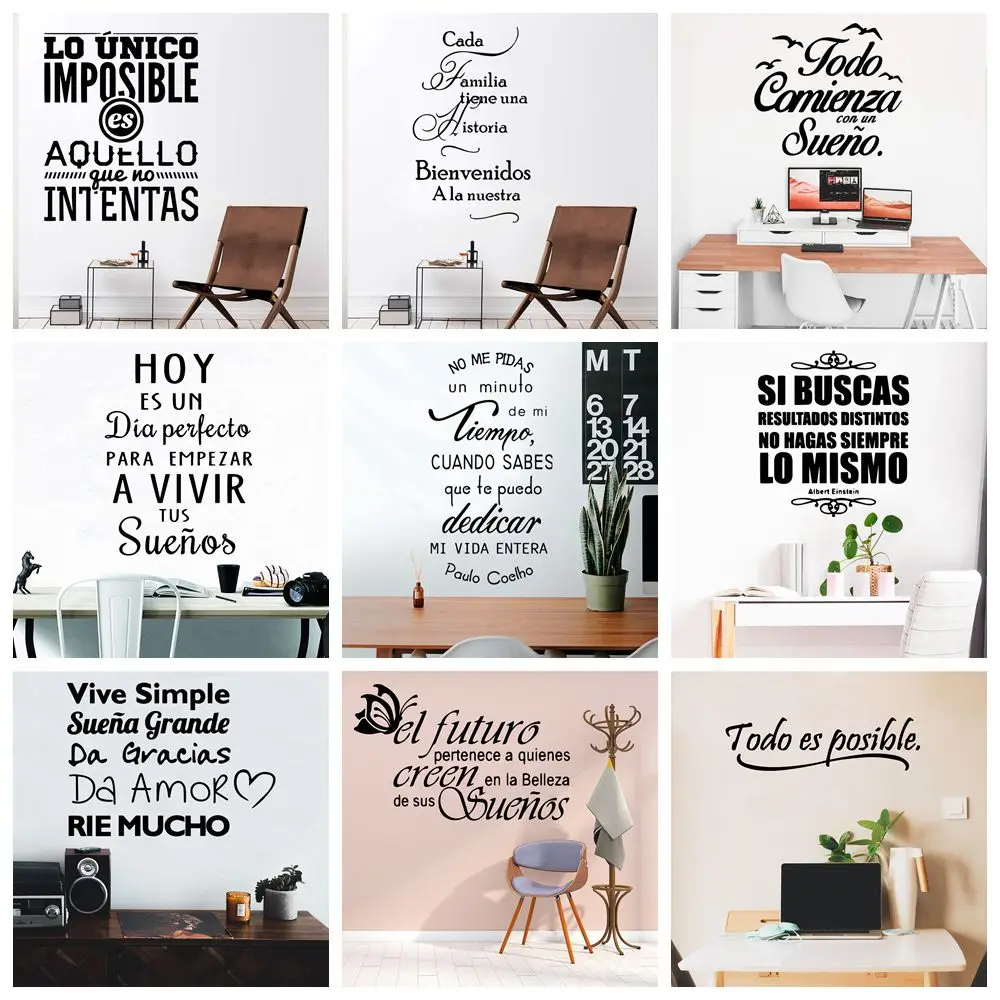 

NEW Spanish Sentences Wall Stickers Vinyl Decal For Living Room Bedroom Decoration Wall Decals Sticker Frase Wallpaper Mural
