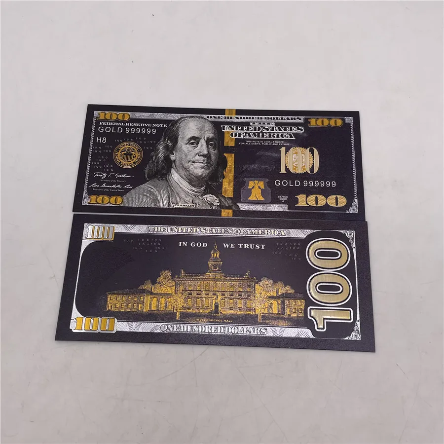 New style gold fake monney Black 100 dollar Gold Black USD 100 banknote Colored 24k Gold Banknote for souvenir collection 
New style gold fake monney Black 100 dollar Gold Black USD 100 banknote Colored 24k Gold Banknote for souvenir collection