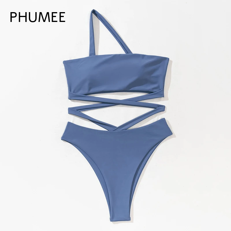 PHUMEE Blue Bandage Swimwear Women Sexy Summer Push Up Bikini Triangle 2 Piece One Shoulder Swimsuit Bathing Suit Beach Wear 
PHUMEE Blue Bandage Swimwear Women Sexy Summer Push Up Bikini Triangle 2 Piece One Shoulder Swimsuit Bathing Suit Beach Wear