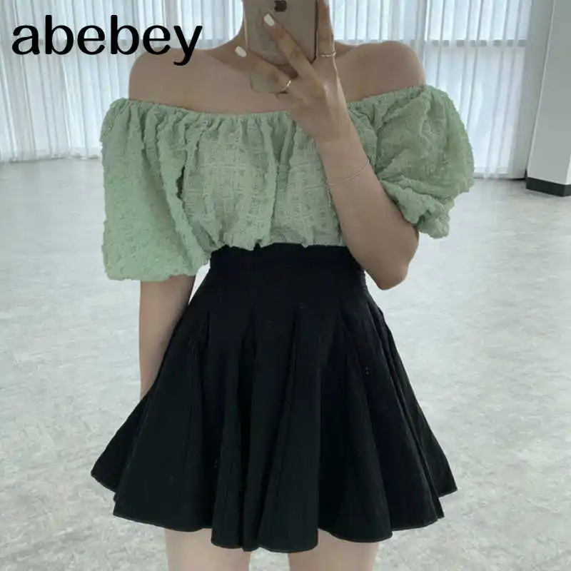 New Summer Fashion all-match slash neck puff sleeve Shirt + high waist slim short pleated Skirt 2 piece set 2021
New Summer Fashion all-match slash neck puff sleeve Shirt + high waist slim short pleated Skirt 2 piece set 2021