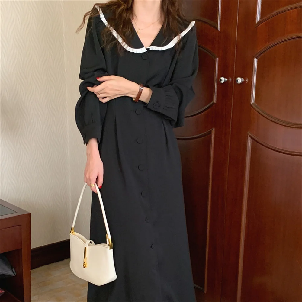Alien Kitty Women Peter Pan Collar Maxi Dress Single Breasted Chic 2021 Stylish Gentle Office Lady Autumn Hot Elegant Robe Prom
Alien Kitty Women Peter Pan Collar Maxi Dress Single Breasted Chic 2021 Stylish Gentle Office Lady Autumn Hot Elegant Robe Prom