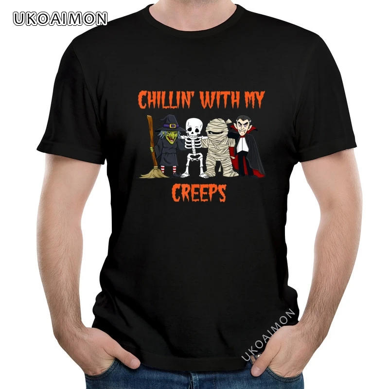 Chillin With My Creeps Vampire Halloween Skeleton Witch Gift Leisure Cheap T-Shirt Graphic Summer T Shirts Hip hop Special
Chillin With My Creeps Vampire Halloween Skeleton Witch Gift Leisure Cheap T-Shirt Graphic Summer T Shirts Hip hop Special