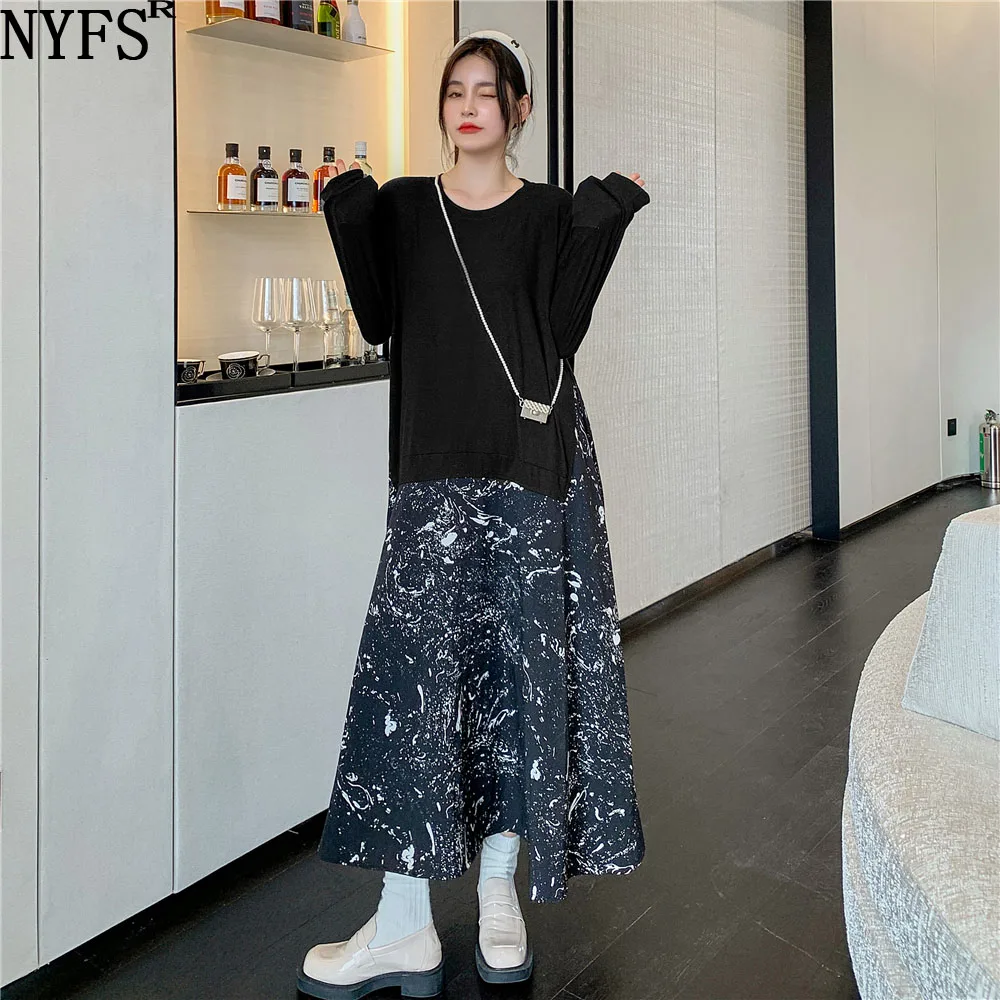 NYFS 2021 Korean New Autumn Winter Loose Patchwork Chiffon Hem Woman Dress Vestidos Robe femme Fashion Elbise Fake two Dress
NYFS 2021 Korean New Autumn Winter Loose Patchwork Chiffon Hem Woman Dress Vestidos Robe femme Fashion Elbise Fake two Dress
