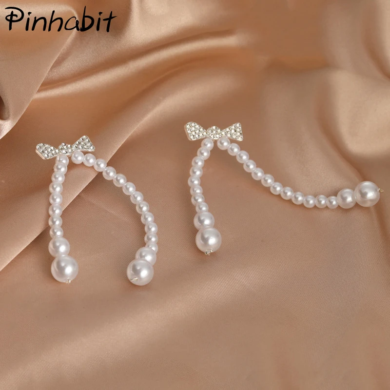 White Pearl Beaded Bow Stud Earrings Silver Rhinestone Women Earrings Fashion Accessories Girl Gifts Valentine For Friends
White Pearl Beaded Bow Stud Earrings Silver Rhinestone Women Earrings Fashion Accessories Girl Gifts Valentine For Friends