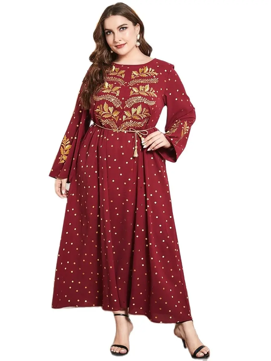 Mc9787 Large Autumn Women's Heavy Industry Muslim Gold Thread Embroidery Splicing Long Sleeve Dot Printing Casual Dress Ramadan
Mc9787 Large Autumn Women's Heavy Industry Muslim Gold Thread Embroidery Splicing Long Sleeve Dot Printing Casual Dress Ramadan