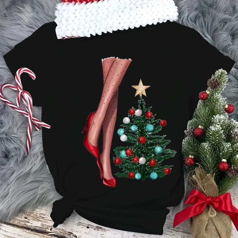 Women's O-Neck Short Sleeve T-shirt Merry Christmas Girl Fashion Black Tops Tee Women Casual T-shirt Harajuku Ladies Tshirts
Women's O-Neck Short Sleeve T-shirt Merry Christmas Girl Fashion Black Tops Tee Women Casual T-shirt Harajuku Ladies Tshirts