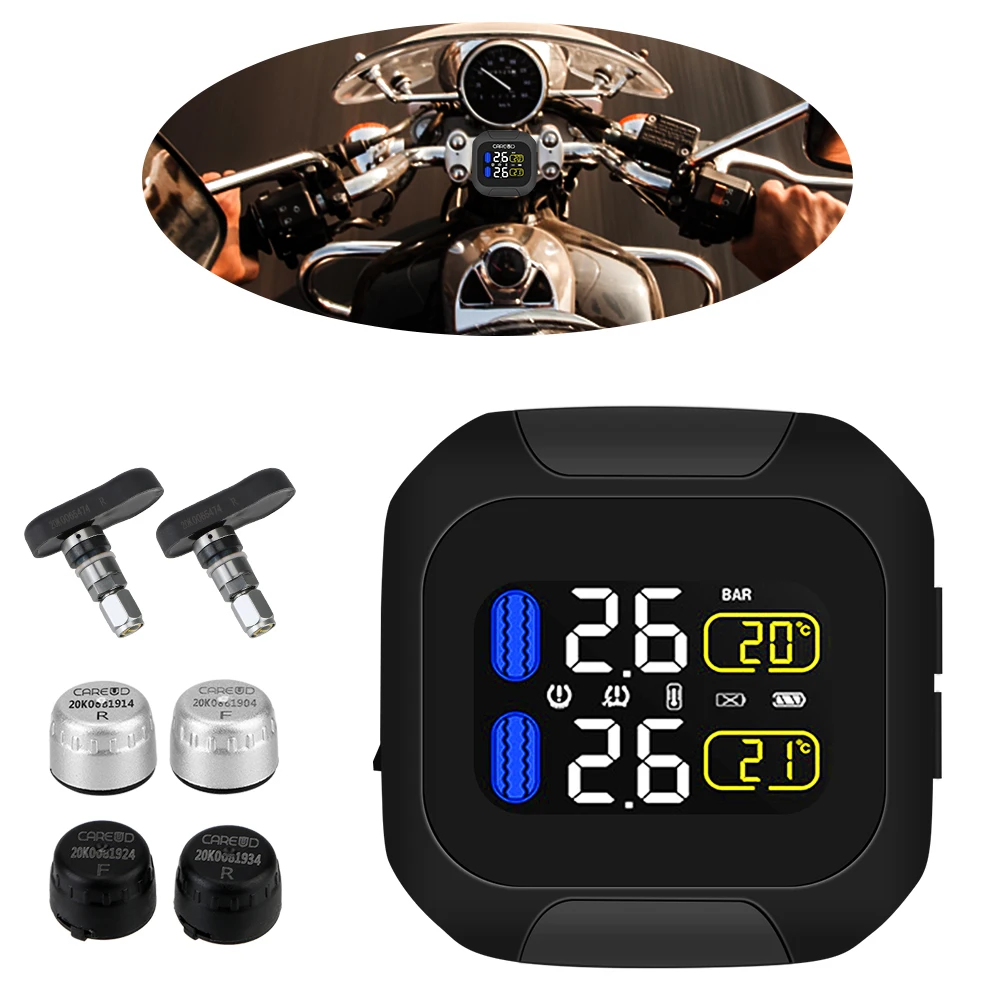 Motor Tire Pressure Monitoring System LCD Display Motorcycle TPMS Tyre Temperature Alarm 2 External Internal TH/WI Sensors
Motor Tire Pressure Monitoring System LCD Display Motorcycle TPMS Tyre Temperature Alarm 2 External Internal TH/WI Sensors