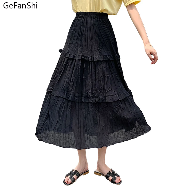 New 2021 Spring Summer High Waist Skirts Fashion Women Chiffon Skirt Office Ladies Cute Sweet Elegant Pleated Mid-calf Skirt
New 2021 Spring Summer High Waist Skirts Fashion Women Chiffon Skirt Office Ladies Cute Sweet Elegant Pleated Mid-calf Skirt