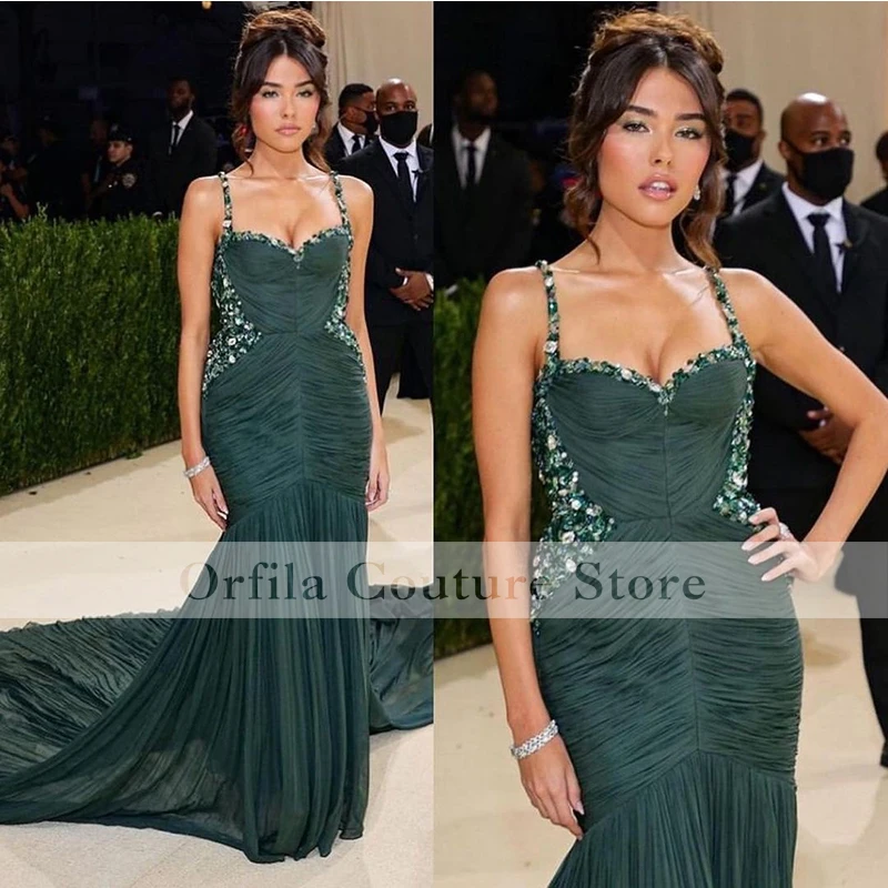 Dark Green Prom Dress Mermaid Spaghetti Straps Celebrity Red Carpet Gowns for Women Beads Chiffon Evening Dress
Dark Green Prom Dress Mermaid Spaghetti Straps Celebrity Red Carpet Gowns for Women Beads Chiffon Evening Dress