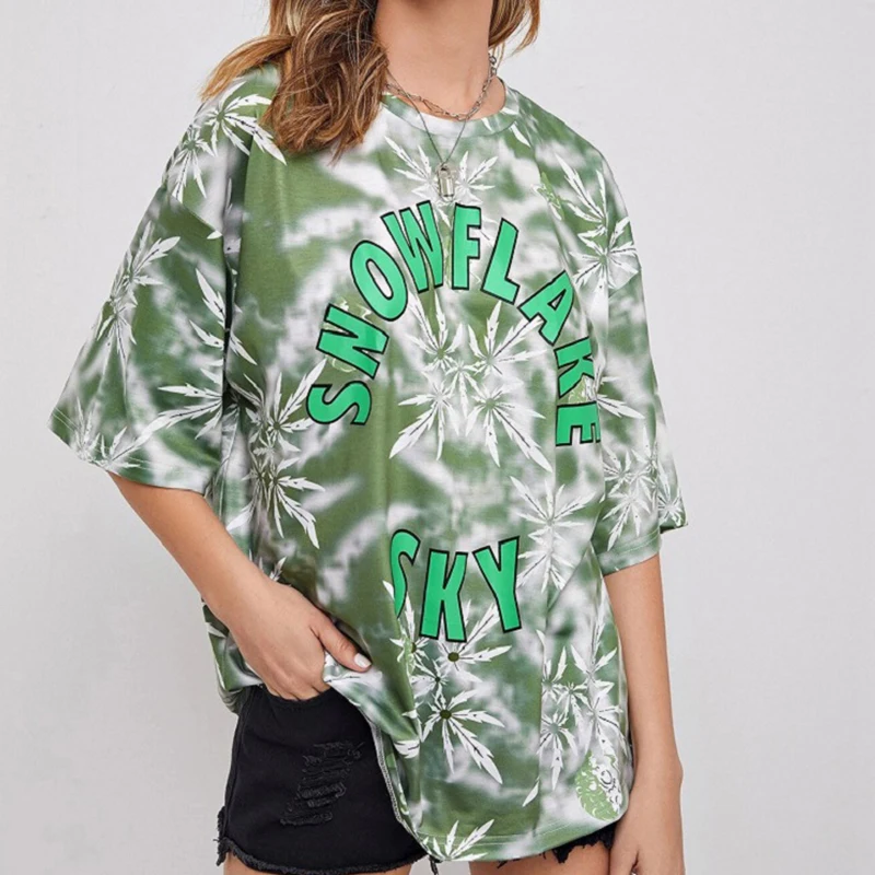 Футболка женская оверсайз с надписью Tie Dye, модный Свободный Топ с коротким рукавом, Повседневная рубашка, лето 2021
Футболка женская оверсайз с надписью Tie Dye, модный Свободный Топ с коротким рукавом, Повседневная рубашка, лето 2021