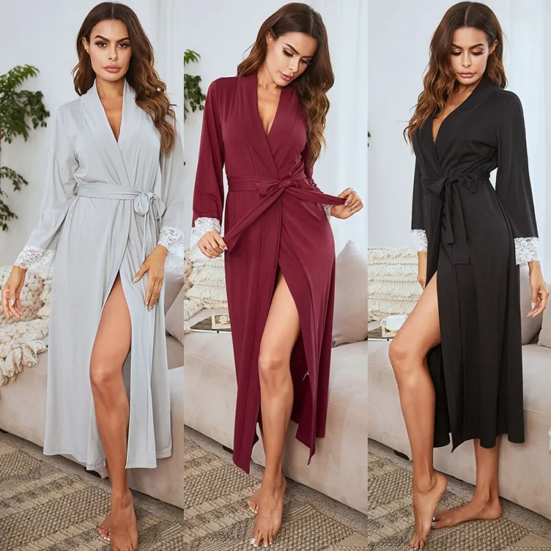 Ladies Solid Color Cotton Bathrobe Lace Sexy Plus Size Pajamas Night Gown Casual Home Wear For Women
Ladies Solid Color Cotton Bathrobe Lace Sexy Plus Size Pajamas Night Gown Casual Home Wear For Women