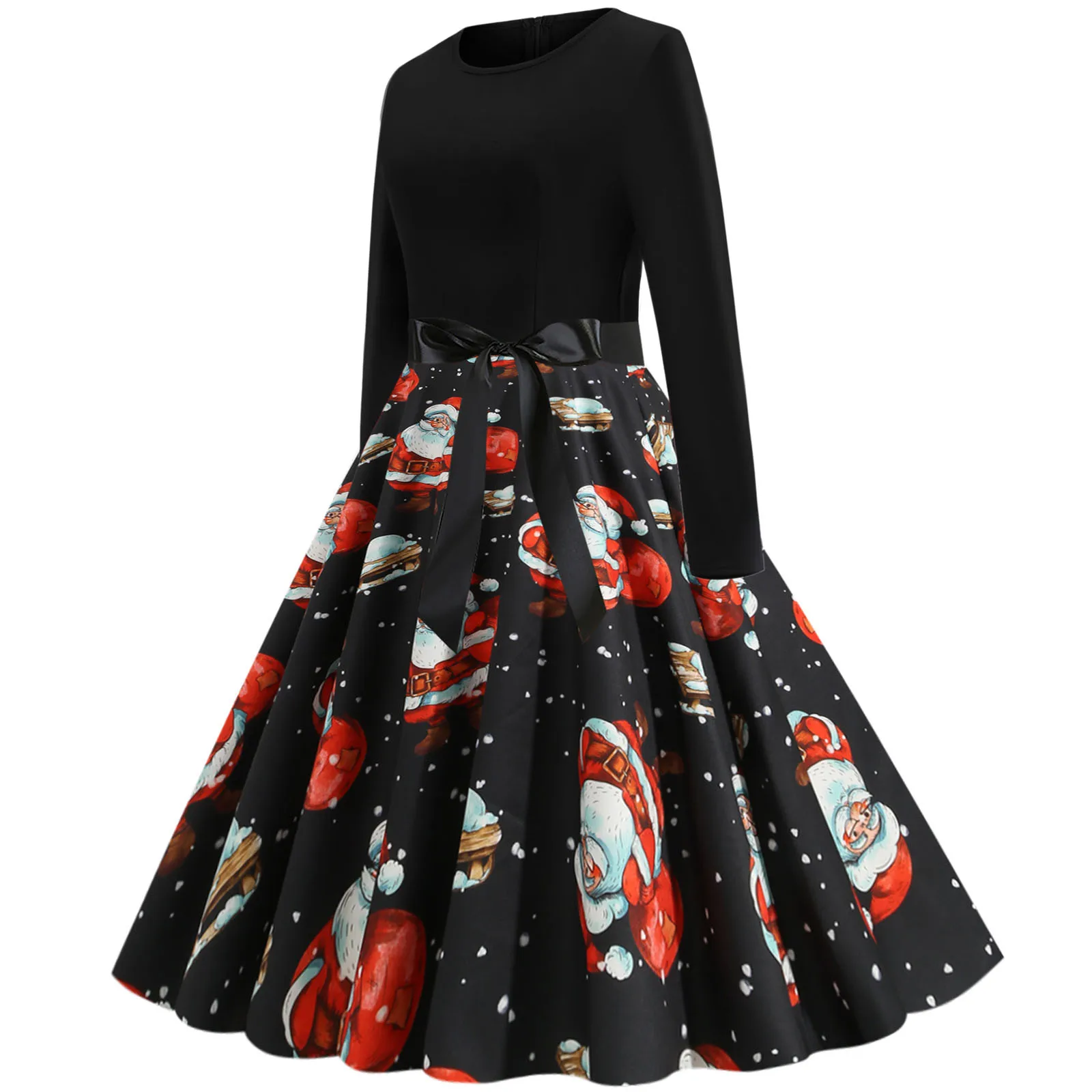 Fashion Women's Dress Vintage Long Sleeve Christmas Printed Round Neck 1950s Housewife Evening Party Prom Dresses Dress Women
Fashion Women's Dress Vintage Long Sleeve Christmas Printed Round Neck 1950s Housewife Evening Party Prom Dresses Dress Women
