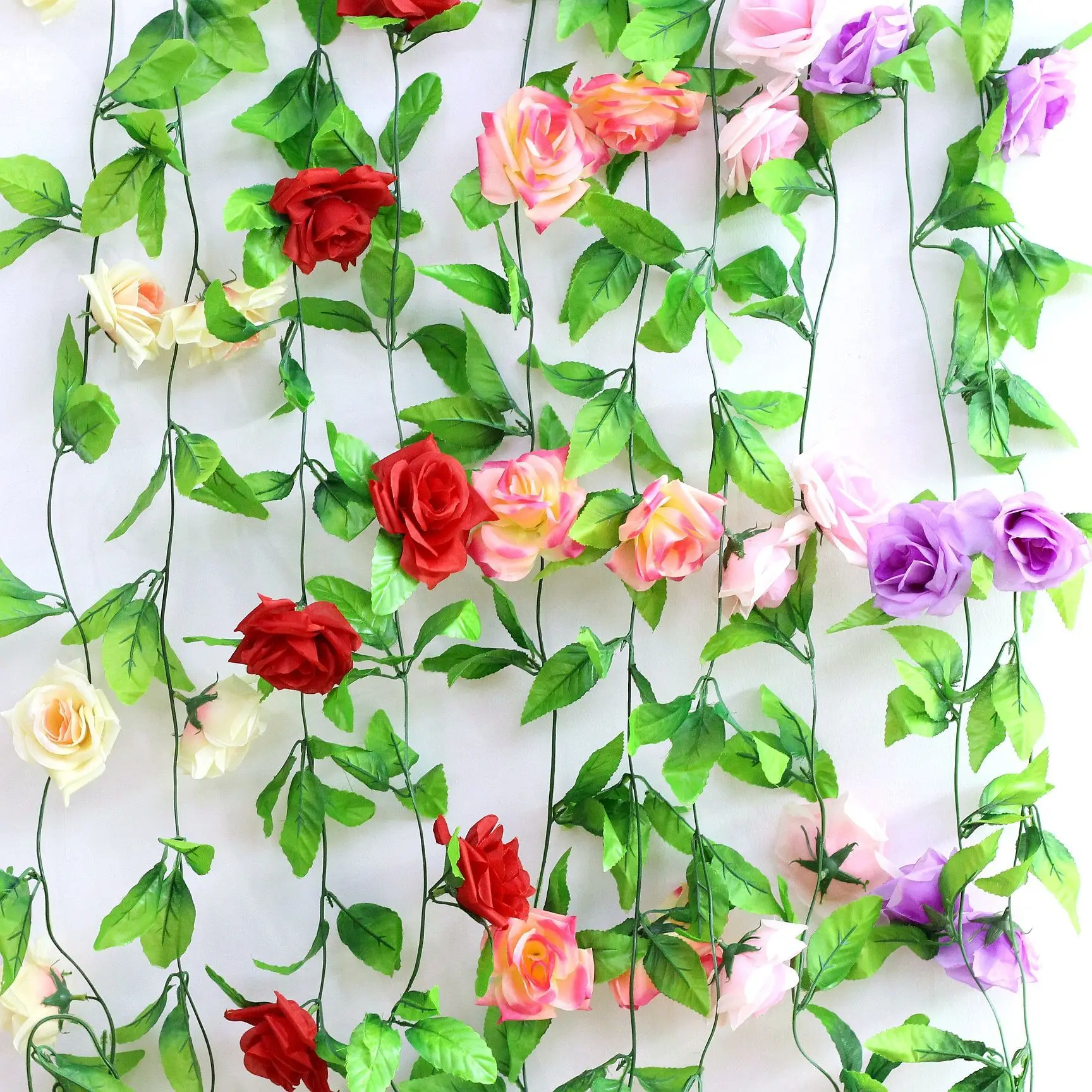 

250CM Rose Vine Home Decoration Accessories Artificial Plants Aesthetic Room Decor Bluszcz Rotan Rotin Wall Hanging Mur Vegetal