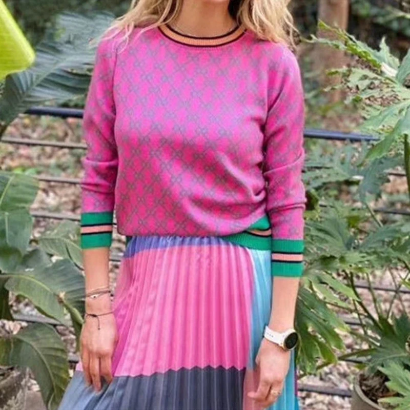 Women Autumn Winter New Knit Sweater Korean Pullover O-Neck Geometric Clash Jacquard Casual Female Long Sleeve CC Jumper Top
Women Autumn Winter New Knit Sweater Korean Pullover O-Neck Geometric Clash Jacquard Casual Female Long Sleeve CC Jumper Top