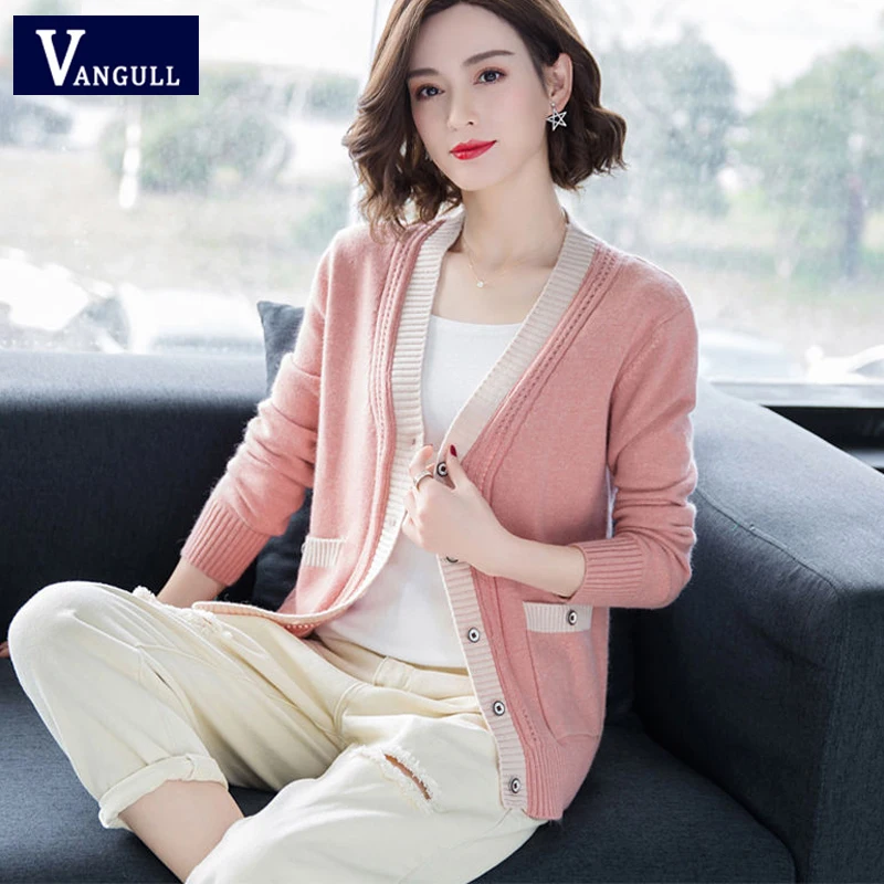 Vangull Knitted Cardigan Sweater Women Spring Autumn Simple Solid Straight Bottom Clothing Button Sweater Fashion New Cardigan 
Vangull Knitted Cardigan Sweater Women Spring Autumn Simple Solid Straight Bottom Clothing Button Sweater Fashion New Cardigan