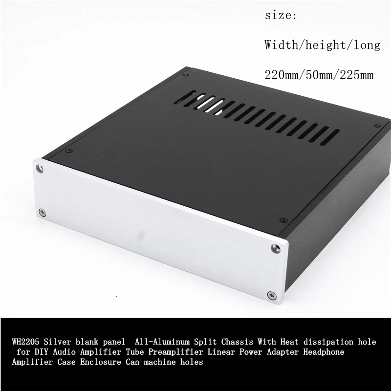 

Wh2205 Preamplifier Aluminum Chassis With Heat Dissipation Hole Can Machine Holes For Diy DAC Headphone Tube Audio Amplifier Box