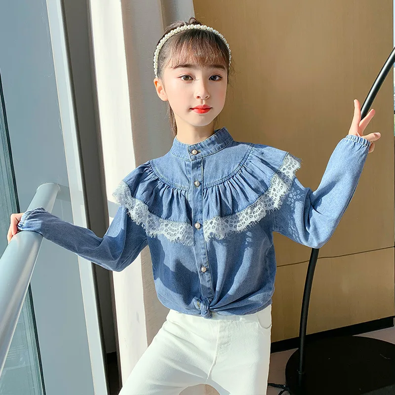 Big Girls Denim Shirt Kids Blouse Girl Jeans Coat Spring Girls Blouse Fall Children Clothes Lace Long Sleeve Girl Lolita Blouse
Big Girls Denim Shirt Kids Blouse Girl Jeans Coat Spring Girls Blouse Fall Children Clothes Lace Long Sleeve Girl Lolita Blouse