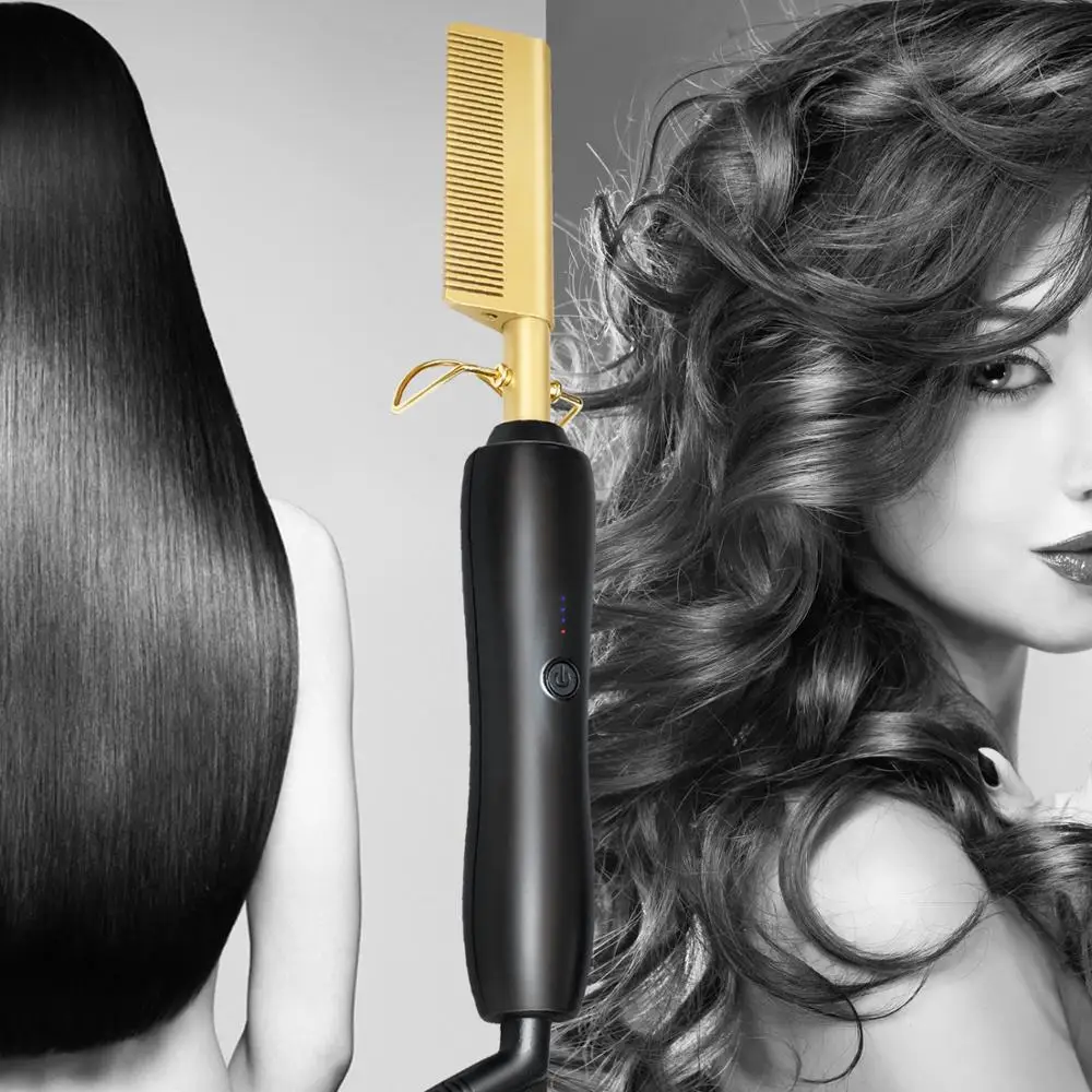 Electric Hot Comb with 2 Pieces Salon Hair Clips, Ceramic Press Comb Anti-Scald Beard Straightener Press Comb Curling Iron Curle
Electric Hot Comb with 2 Pieces Salon Hair Clips, Ceramic Press Comb Anti-Scald Beard Straightener Press Comb Curling Iron Curle