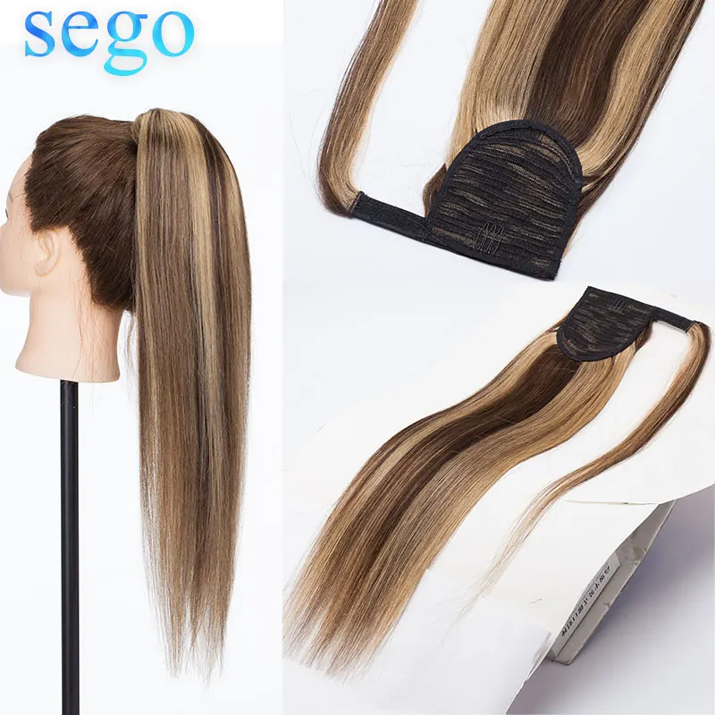 SEGO 80g 95g14 " 22" конский хвост человеческие волосы оберните вокруг конского
