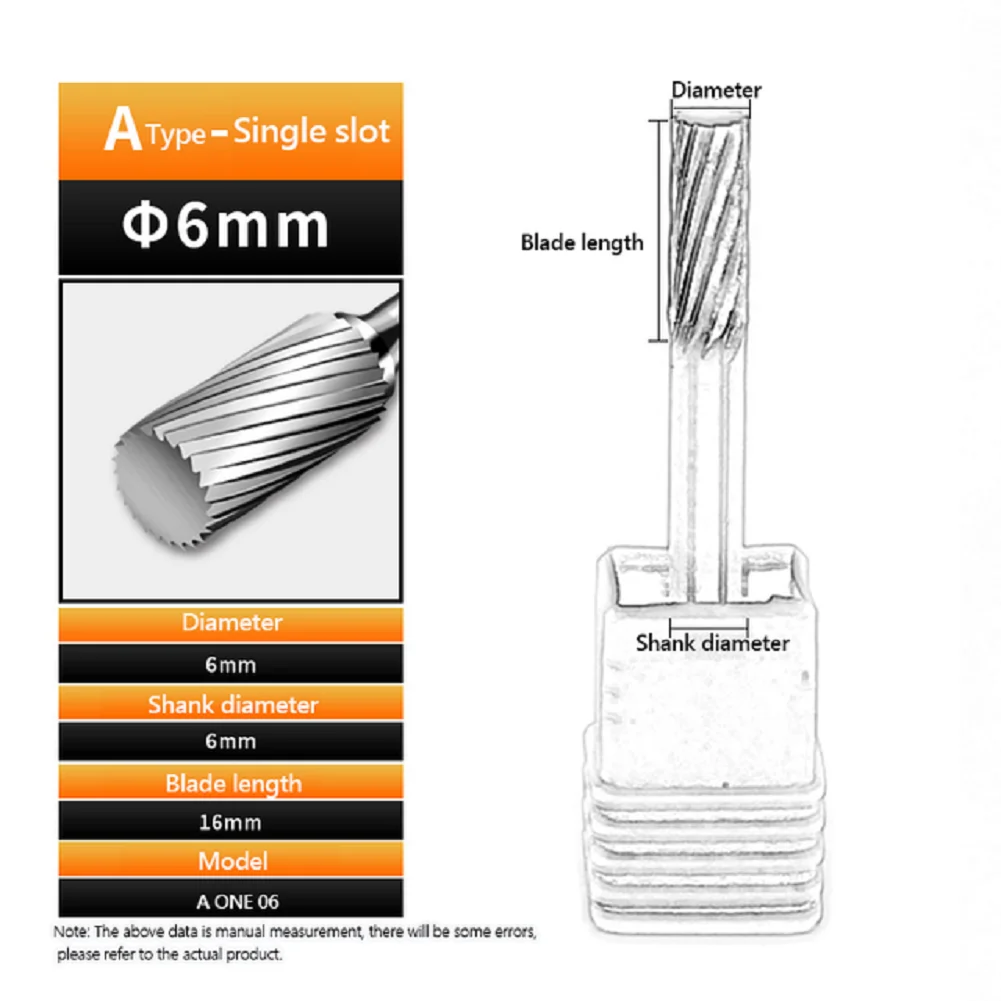 A-type Cylindrical Cutter Head Milling Cutter Carbide Rotary File Single Slot 6 8 10 12 14 16mm Power Tool Accessories
A-type Cylindrical Cutter Head Milling Cutter Carbide Rotary File Single Slot 6 8 10 12 14 16mm Power Tool Accessories