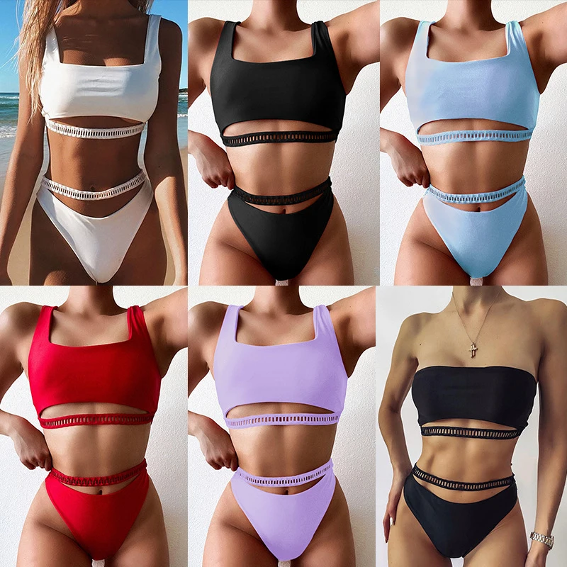 Two-Piece Suits Swim suit Bra Strap Bikini Sexy Solid Color Hollow Out Swimsuit New Style Polyester High Elasticity Fresh
Two-Piece Suits Swim suit Bra Strap Bikini Sexy Solid Color Hollow Out Swimsuit New Style Polyester High Elasticity Fresh