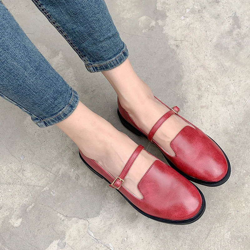 Women Flats Mary Janes Handmade Shoes Woman Vintage Retro Soft Real Leather Ladies Casual Sneakers Fashion Sheepskin Oxfords | Обувь
