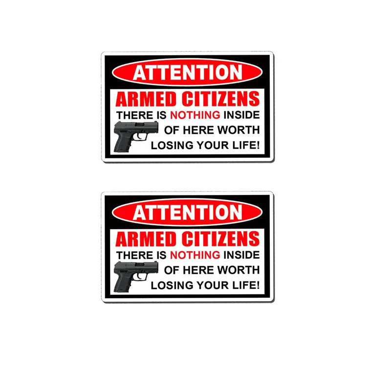 

1 Pcs WARNING Armed Citizen Amendment Gun Control Decal PVC Car Sticker 15CM*9.4CM