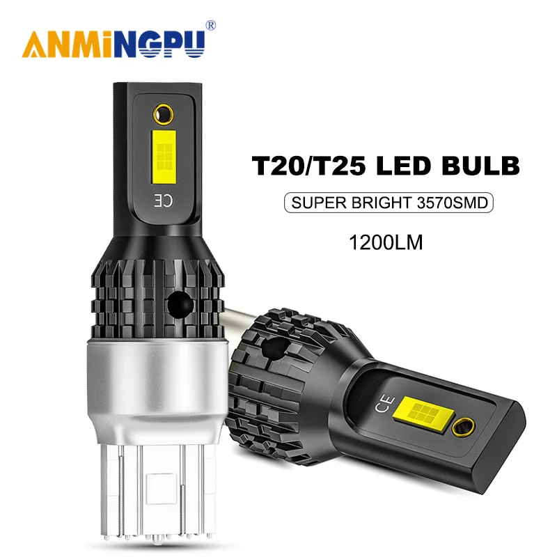 1x светодиодная сигнальная лампа ANMINGPU T20 7443 7440 W21W WY21W W21/5W 3157 P27/7W 3156 Led Canbus P27W 3570SMD