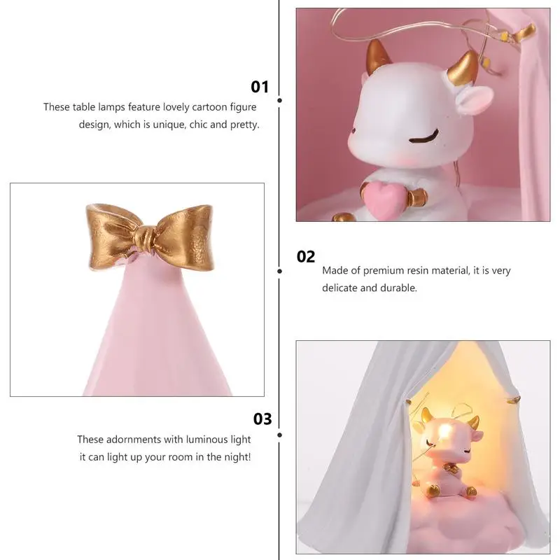 2Pcs Resin Night Light Pretty Romantic Lovely Resin Night Light for Bedside Gift Home