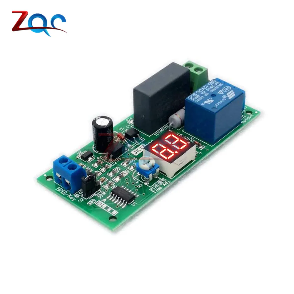 

JK13 AC 220V 10A Timer Delay Switch Relay Module Adjustable 1 -99 Minutes Trigger Countdown Circuit Switch Board LED Display