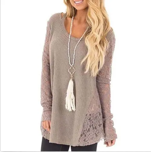 Ladies Women's arrival Long Sleeve Blouses O-Neck Lace Patchwork Casual Loose Top Blouses Women Clothing
Ladies Women's arrival Long Sleeve Blouses O-Neck Lace Patchwork Casual Loose Top Blouses Women Clothing