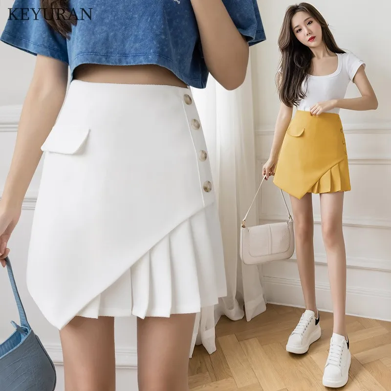 Women Girls Casual Irregular Short Skater Pleated Skirt Button Decor High Waist Summer Spring Autumn for Ladies A-Line Faldas
Women Girls Casual Irregular Short Skater Pleated Skirt Button Decor High Waist Summer Spring Autumn for Ladies A-Line Faldas