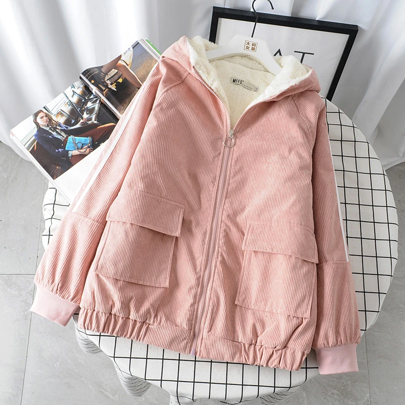 2020 New fashion winter Corduroy Jackets Women Spring Outerwear Plus Size 4XL Casual Pockets Striped Hooded Loose Jacket Coat
2020 New fashion winter Corduroy Jackets Women Spring Outerwear Plus Size 4XL Casual Pockets Striped Hooded Loose Jacket Coat