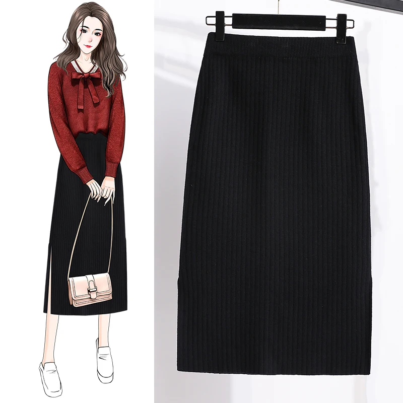 Black Knitted Split Midi Plus Large Size Oversize Korean Style Fashion Autumn Women'S Clothing Vintage 2021 High Waist Skirts
Black Knitted Split Midi Plus Large Size Oversize Korean Style Fashion Autumn Women'S Clothing Vintage 2021 High Waist Skirts