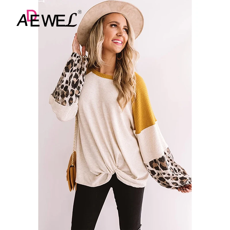 ADEWEL 2020 Leopard Long Sleeve Waffle Knit White Tshirt Women Ropa De Mujer Plus Size Round Neck Tops Clothes Camisetas 2XL
ADEWEL 2020 Leopard Long Sleeve Waffle Knit White Tshirt Women Ropa De Mujer Plus Size Round Neck Tops Clothes Camisetas 2XL