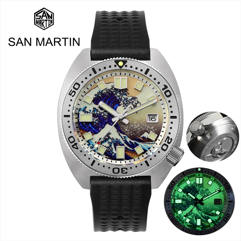 San Martin Men Diver Watch Automatic Mechanical watches 200M Waterproof Luminous Kanagawa Surfing Dial Sapphire NH35 Wristwatch
San Martin Men Diver Watch Automatic Mechanical watches 200M Waterproof Luminous Kanagawa Surfing Dial Sapphire NH35 Wristwatch