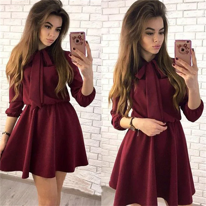 2021 Summer Causal Long Sleeve Dress Femme Vetidos Women's Elastic Waist Dress Solid Color Summer Bow-knot A-Line Mini Dress
2021 Summer Causal Long Sleeve Dress Femme Vetidos Women's Elastic Waist Dress Solid Color Summer Bow-knot A-Line Mini Dress