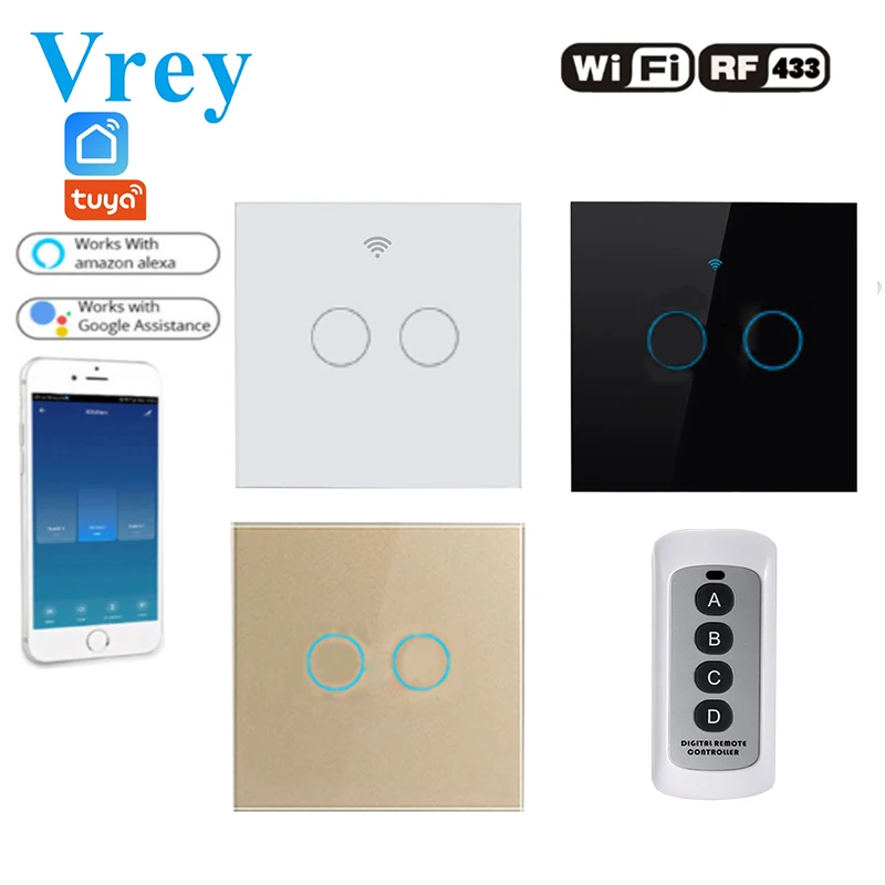 Vrey Samrt WiFi Touch Switch Wall Switch with Remote Controller unit for with Alexa&Google Home Voice Control
Vrey Samrt WiFi Touch Switch Wall Switch with Remote Controller unit for with Alexa&Google Home Voice Control