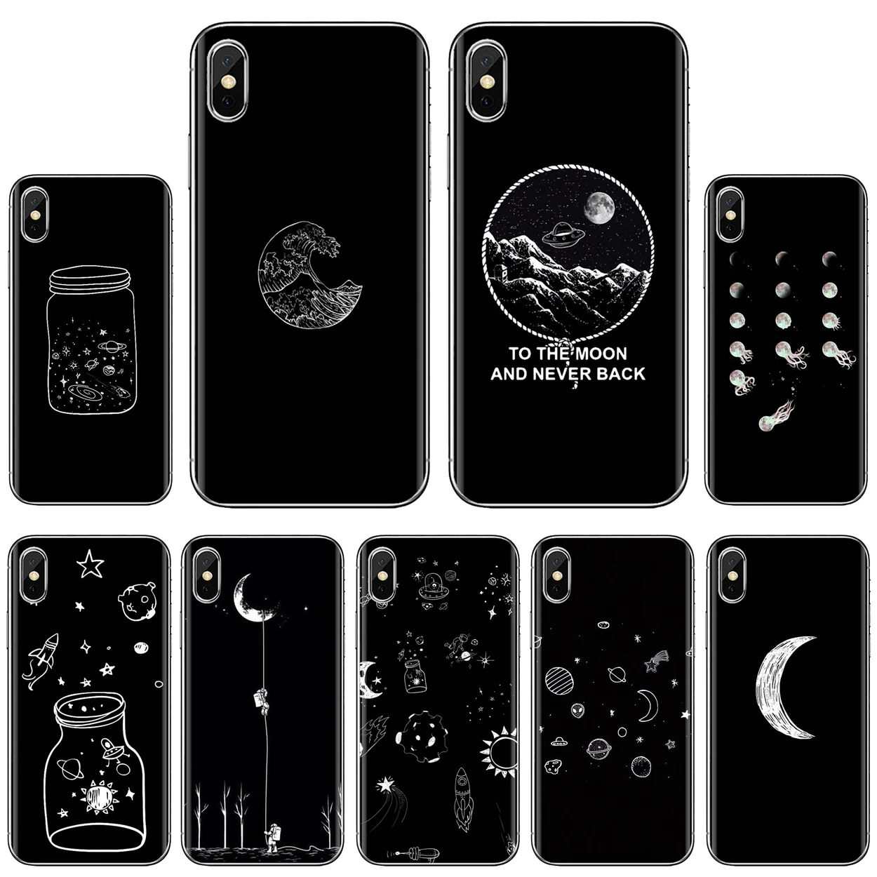 Черная белая луна звезды космос астронавт для LG G2 G3 G4 Mini G5 G6 G7 Q6 Q7 Q8 Q9 V10 V20 V30 X Power 2 3 |