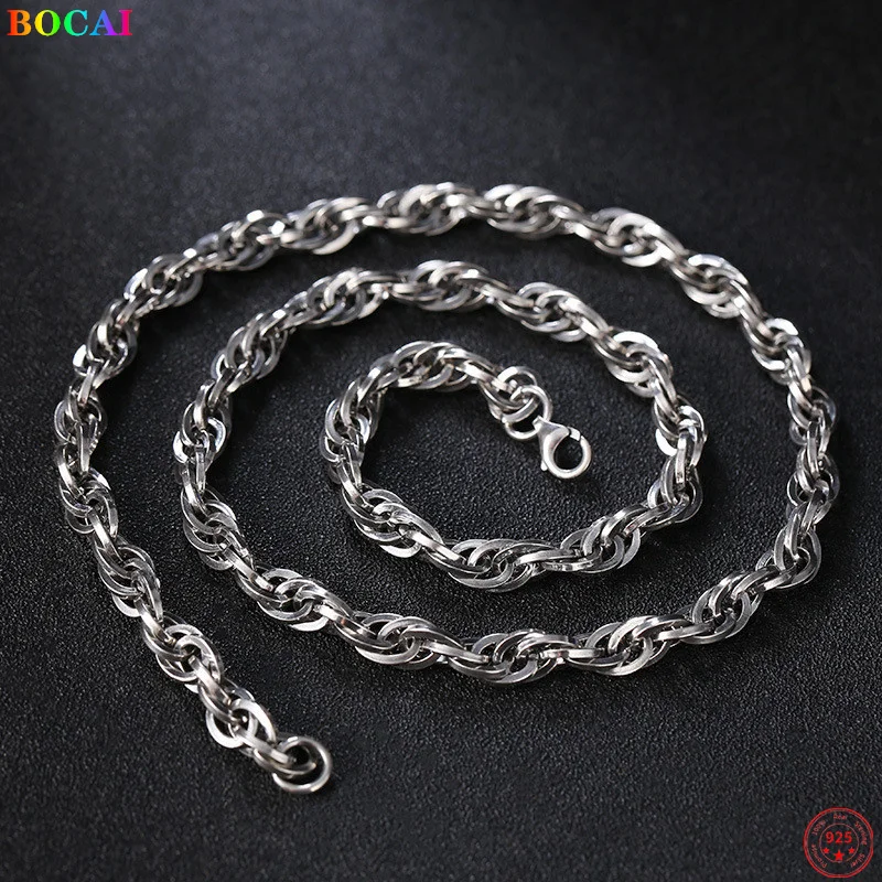 BOCAI S925 Sterling Silver Necklace 2021 New Popular Simple Thick Twisted-chain Pure Argentum Neck Jewelry for Women Men
BOCAI S925 Sterling Silver Necklace 2021 New Popular Simple Thick Twisted-chain Pure Argentum Neck Jewelry for Women Men
